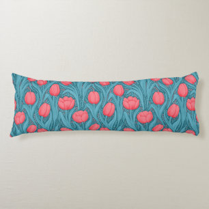 Tulips in blue and red body cushion