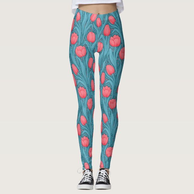 Tulips in blue and red leggings (Front)