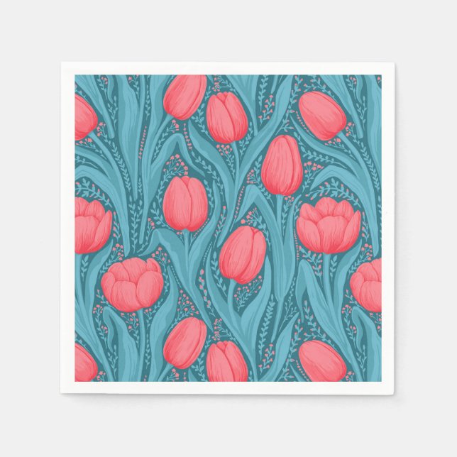 Tulips in blue and red napkin (Front)