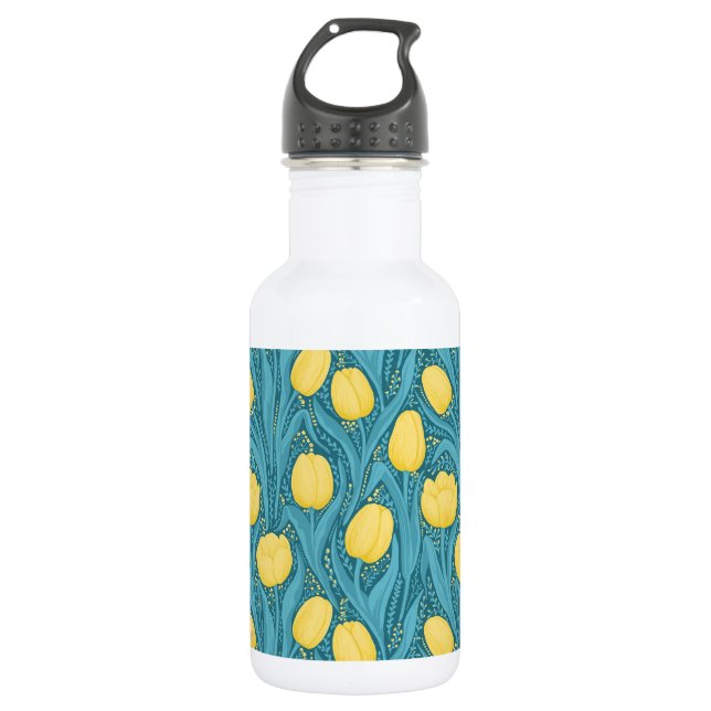 Tulips in blue and yellow 532 ml water bottle (Front)