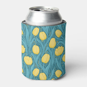 Tulips in blue and yellow can cooler