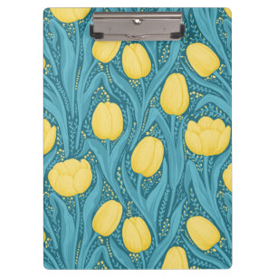 Tulips in blue and yellow clipboard
