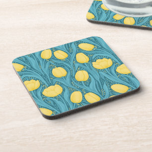 Tulips in blue and yellow coaster