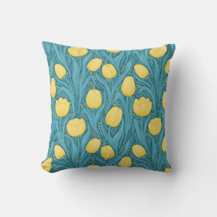 Tulips in blue and yellow cushion