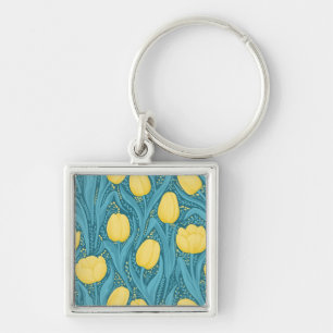 Tulips in blue and yellow key ring