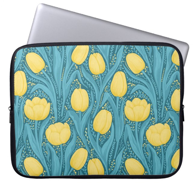 Tulips in blue and yellow laptop sleeve (Front)