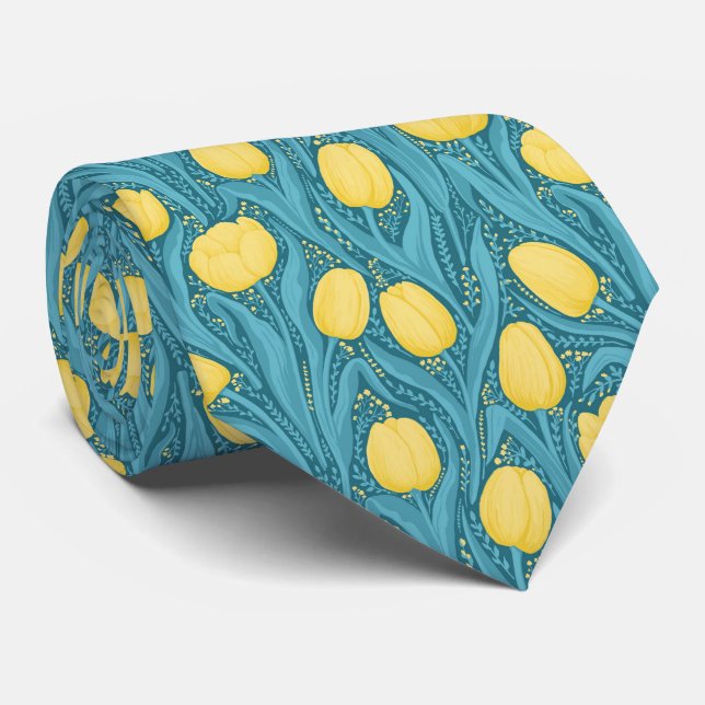 Tulips in blue and yellow tie (Rolled)