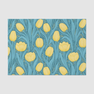 Tulips in blue and yellow tissue paper