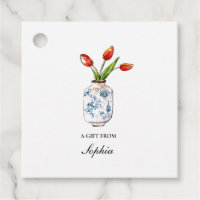 Tulips in blue & white vase