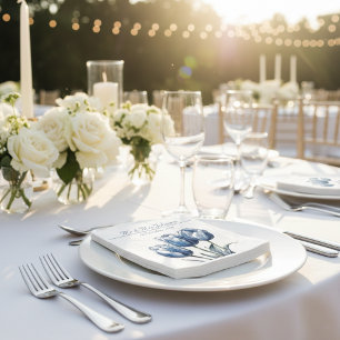 Tulips in Delft Blue customisable Napkin