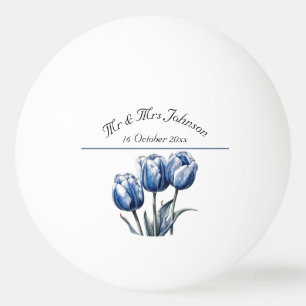 Tulips in Delft Blue customisable Ping Pong Ball