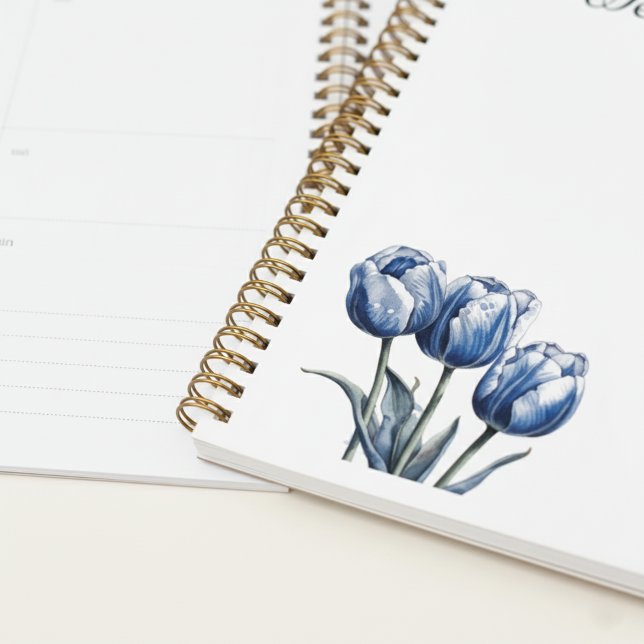 Tulips in Delft Blue, customisable  Planner (Creator Uploaded)