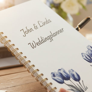 Tulips in Delft Blue, customisable Planner