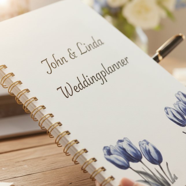 Tulips in Delft Blue, customisable  Planner (Creator Uploaded)