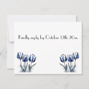 Tulips in Delft Blue customisable RSVP Card