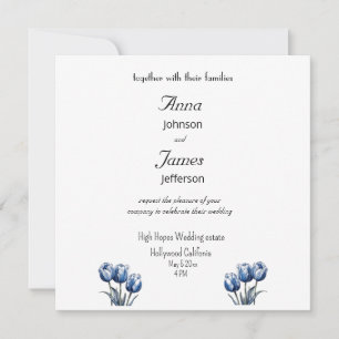Tulips in Delft Blue customisable Save The Date
