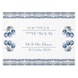 Tulips in Delft Blue customisable Tablecloth