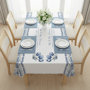 Tulips in Delft Blue customisable Tablecloth