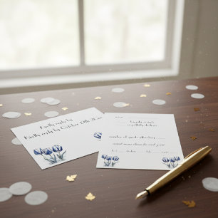 Tulips in Delft Blue customizable  RSVP Card