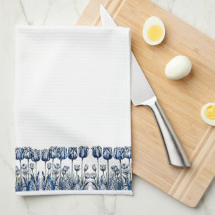 Tulips in Delft Blue  Tea Towel