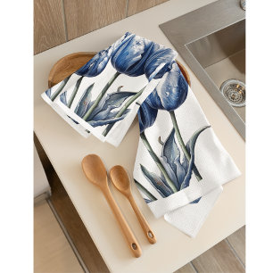Tulips in Delft Blue  Tea Towel