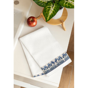 Tulips in Delft Blue Tea Towel