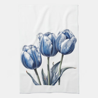 Tulips in Delft Blue Tea Towel
