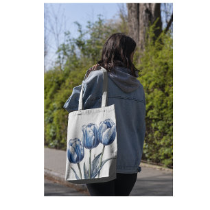 Tulips in Delft Blue Tote Bag