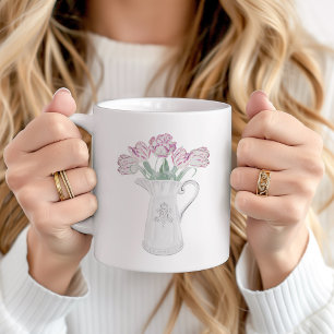 Tulips in Pitcher Ceramic Coffee Mug