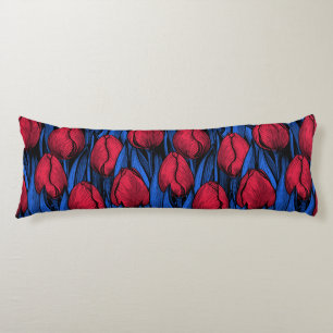 Tulips in red and blue body cushion