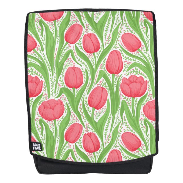 Tulips in red and green backpack (Front)