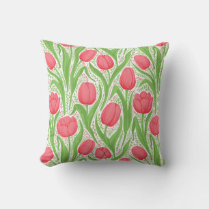 Tulips in red and green cushion