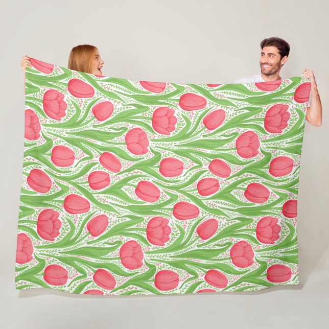 Tulips in red and green fleece blanket (In Situ)