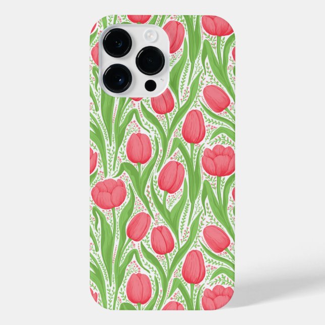 Tulips in red and green iPhone case (Back)