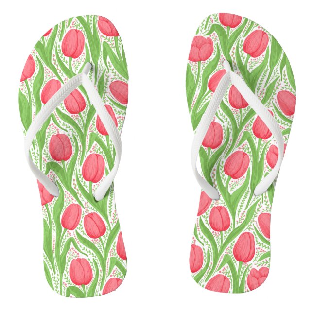 Tulips in red and green jandals (Footbed)