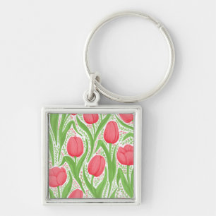 Tulips in red and green key ring