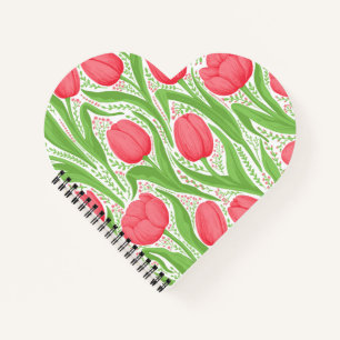 Tulips in red and green notebook