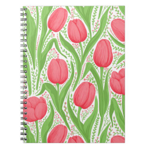 Tulips in red and green notebook