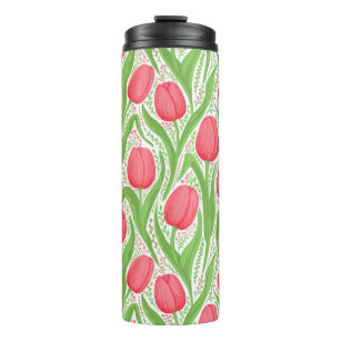 Tulips in red and green thermal tumbler