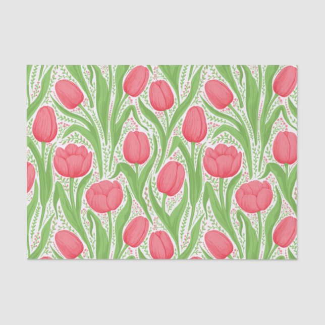 Tulips in red and green tissue paper (Front)
