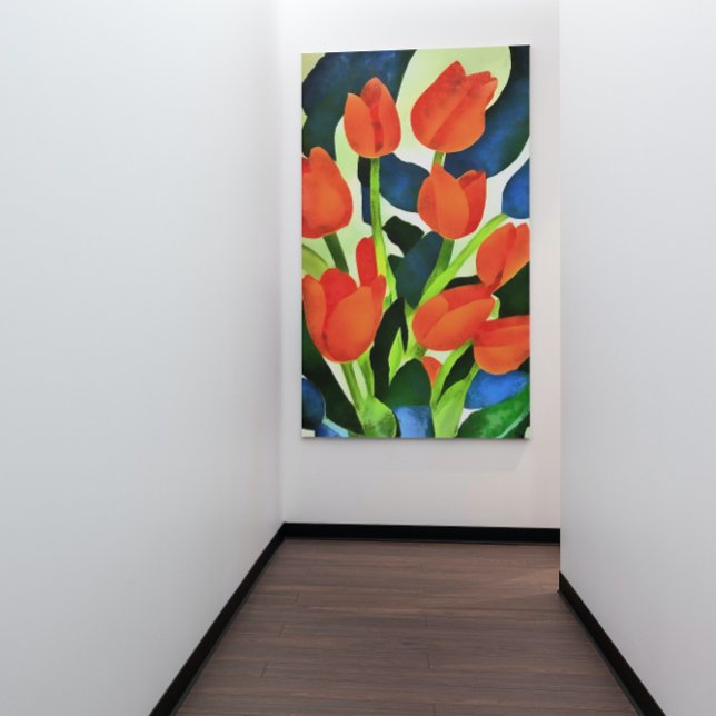 Tulips In Strong Colours Red Floral Art Canvas Print (Creator Uploaded)