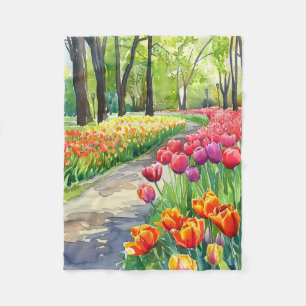 Tulips in The Park Fleece Blanket
