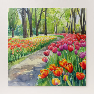 Tulips in The Park Jigsaw Puzzle