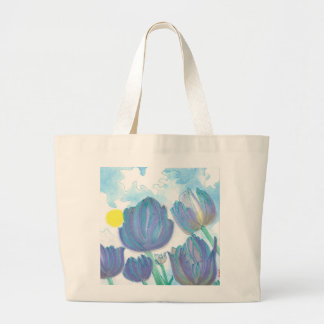 Tulips in the Sun Watercolor Large Tote Bag