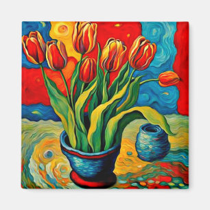 Tulips in vase magnet
