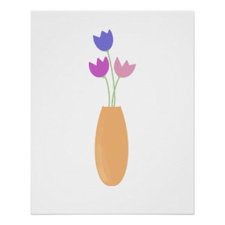 Tulips in Vase Watercolour Poster