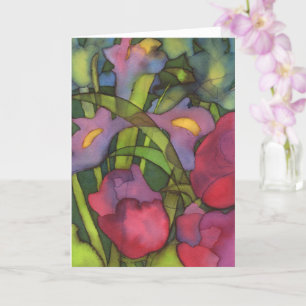 Tulips & Irises Greetings Card