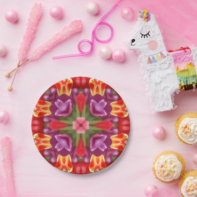 Tulips Kaleidoscope  Paper Plate (Party)