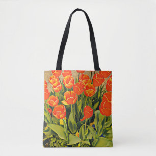 Tulips modern floral flower festival tote bag