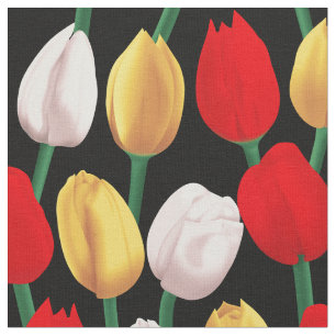 Tulips on black. fabric